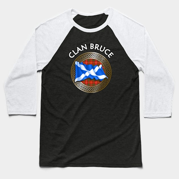 Clan Bruce Crest & Tartan Knot Baseball T-Shirt by Taylor'd Designs